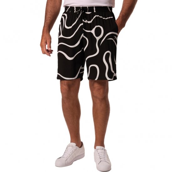 JP1880 Bermuda Shorts Soft Viscose All-over Print Black - Shorts - Shorts hommes grande taille