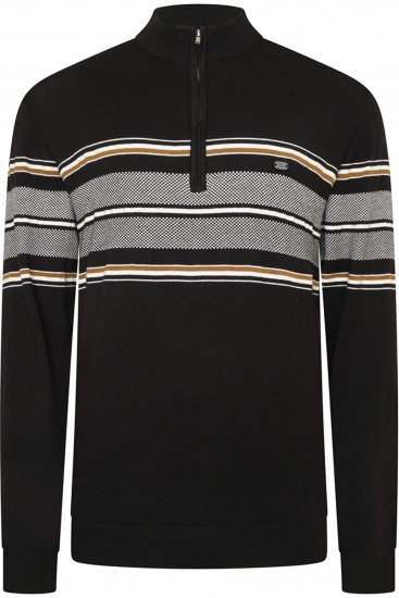 Kam Jeans 93 Stripe 1/4 Zipper Knitted Sweater Black - Sweatshirts & hoodies - Sweatshirts/Hoodies grande taille homme