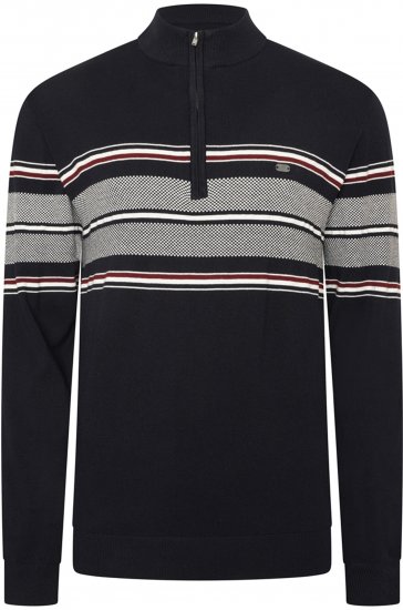 Kam Jeans 93 Stripe 1/4 Zipper Knitted Sweater Navy - Sweatshirts & hoodies - Sweatshirts/Hoodies grande taille homme