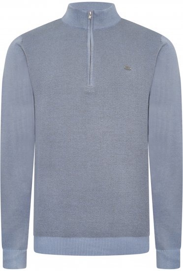 Kam Jeans 94 Knitted with 1/4 Zipper Sweater Powder Blue - Sweatshirts & hoodies - Sweatshirts/Hoodies grande taille homme