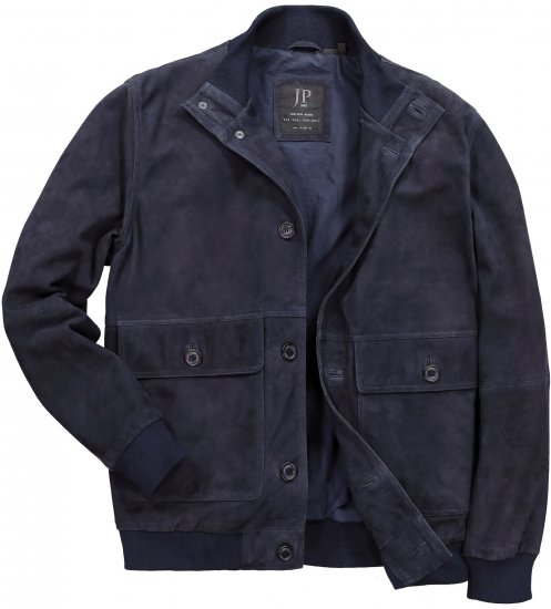 JP1880 Soft Goatskin Suede Leather Jacket Navy - Vestes en cuir - Vestes en cuir grandes tailles