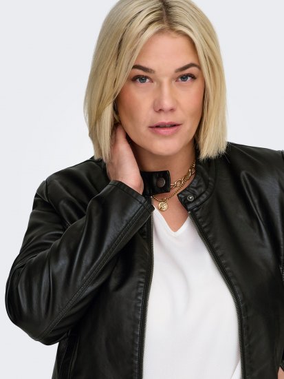 Only Carmakoma Robber Leather Jacket Black - Vestes en cuir - 