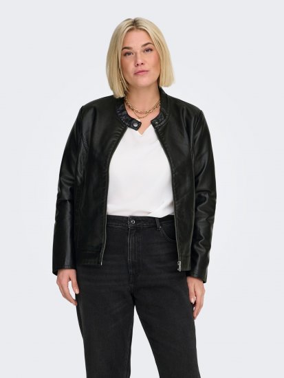 Only Carmakoma Robber Leather Jacket Black - Vestes en cuir - 
