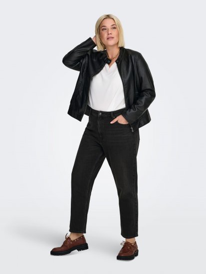 Only Carmakoma Robber Leather Jacket Black - Vestes en cuir - 