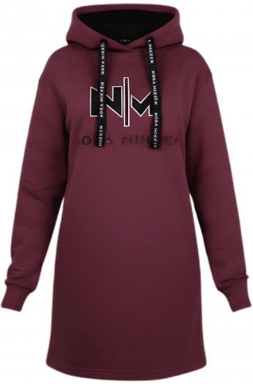 Nora Mikken KADRI WHITE Long Hoodie Burgundy - Sweatshirts & hoodies - 