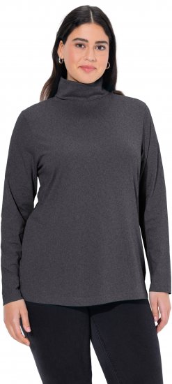Ulla Popken Basic Long Sleeve Slim Fit Turtleneck Charcoal Grey Melange - Sweatshirts & hoodies - 