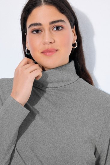 Ulla Popken Basic Long Sleeve Slim Fit Turtleneck Light Grey Melange - Sweatshirts & hoodies - Sweats, Hoodies & Maille Douillets