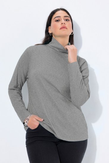 Ulla Popken Basic Long Sleeve Slim Fit Turtleneck Light Grey Melange - Sweatshirts & hoodies - Sweats, Hoodies & Maille Douillets