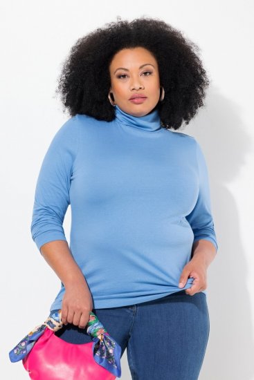 Ulla Popken Basic Long Sleeve Slim Fit Turtleneck Light Cornflower - Sweatshirts & hoodies - Sweats, Hoodies & Maille Douillets