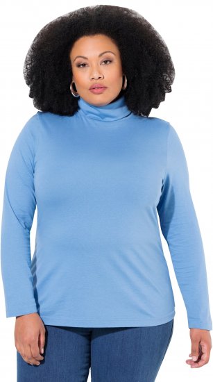 Ulla Popken Basic Long Sleeve Slim Fit Turtleneck Light Cornflower - Sweatshirts & hoodies - 