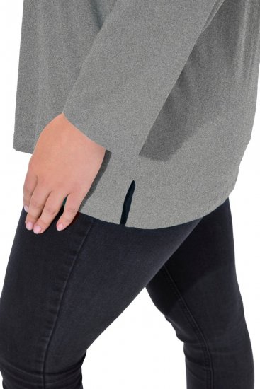 Ulla Popken Back To Basics V-Neck Relaxed Fit Cotton Tee Light Grey Melange - T-shirts - T-shirts pour femme