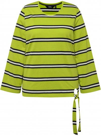 Ulla Popken Striped Hem Long Sleeve Tee Apple Green - T-shirts imprimés pour femme - 