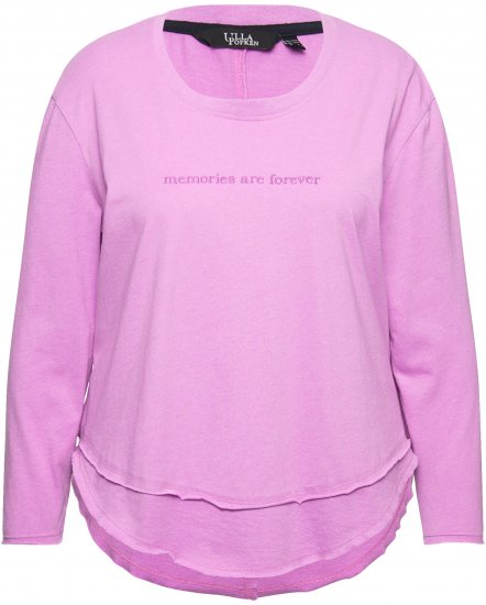 Ulla Popken Layered Look Memories Embroidered Long Sleeve Tee Amethyst - T-shirts imprimés pour femme - 