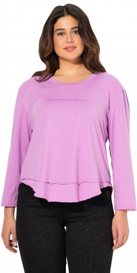Ulla Popken Layered Look Memories Embroidered Long Sleeve Tee Amethyst - T-shirts imprimés pour femme - 