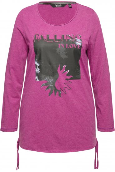 Ulla Popken Tie Hem Long Sleeve Graphic Tee Berry - T-shirts imprimés pour femme - 