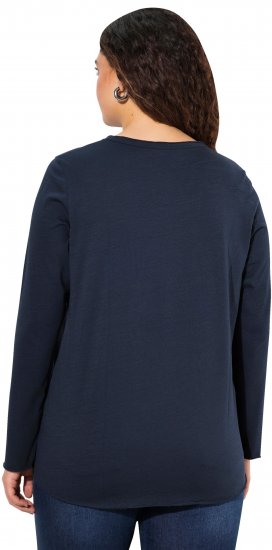 Ulla Popken Star Long Sleeve Graphic Tee Navy Blue - T-shirts imprimés pour femme - 