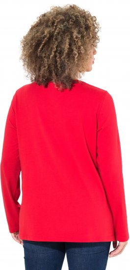 Ulla Popken Metallic Graphic Holiday Tee Salsa Red - T-shirts imprimés pour femme - 