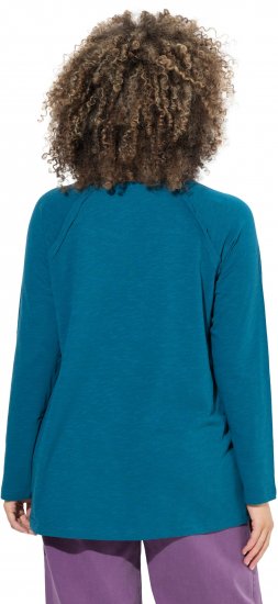 Ulla Popken Inverted Seam Long Sleeve Graphic Tee Teal - T-shirts imprimés pour femme - 
