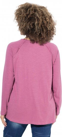 Ulla Popken Inverted Seam Long Sleeve Graphic Tee Dark Rose - T-shirts imprimés pour femme - 
