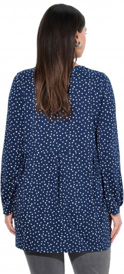 Ulla Popken Pleated Confetti Print Long Sleeve Tee Ink Blue - T-shirts imprimés pour femme - 