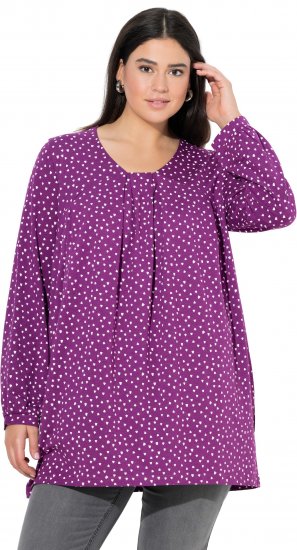 Ulla Popken Pleated Confetti Print Long Sleeve Tee Light Plum - T-shirts imprimés pour femme - 