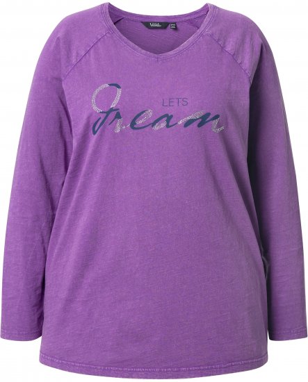 Ulla Popken Dream Rhinestone Lettering Long Sleeve Tee Light Plum - T-shirts imprimés pour femme - 
