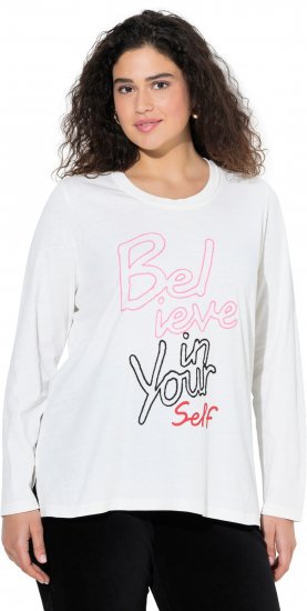 Ulla Popken Motivational Graphic Long Sleeve Tee Off-White - T-shirts imprimés pour femme - 