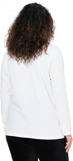 Ulla Popken Motivational Graphic Long Sleeve Tee Off-White - T-shirts imprimés pour femme - 