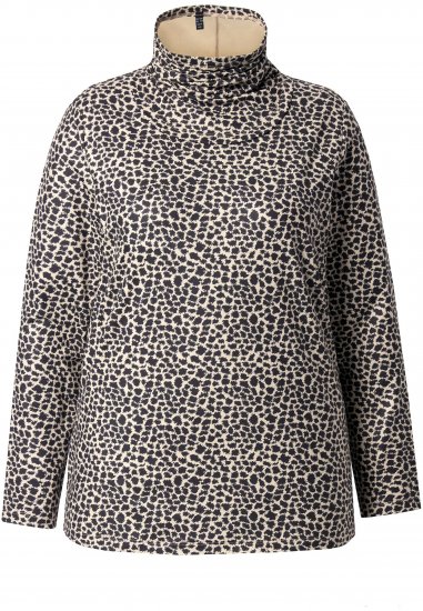 Ulla Popken Leopard Print Long Sleeve Ski Tee Black - T-shirts imprimés pour femme - 