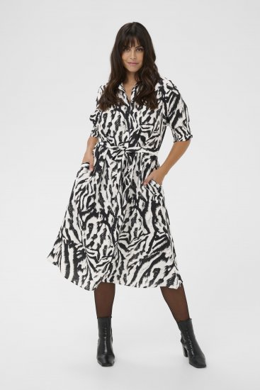 Kaffe Curve Alia Shirt Dress Black Chalk Animal - Robes midi - 