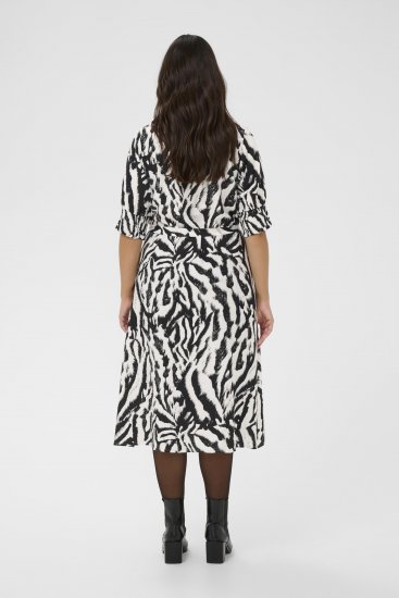 Kaffe Curve Alia Shirt Dress Black Chalk Animal - Robes midi - 