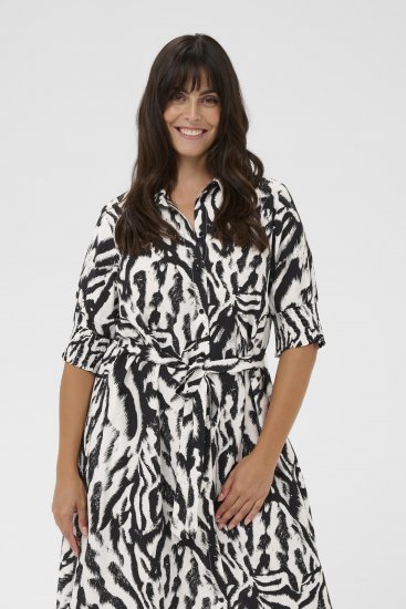 Kaffe Curve Alia Shirt Dress Black Chalk Animal - Robes midi - 