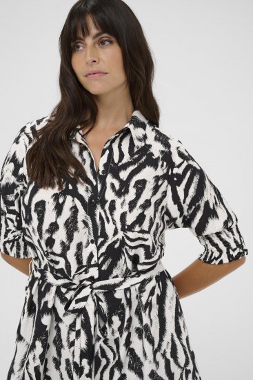 Kaffe Curve Alia Shirt Dress Black Chalk Animal - Robes midi - 