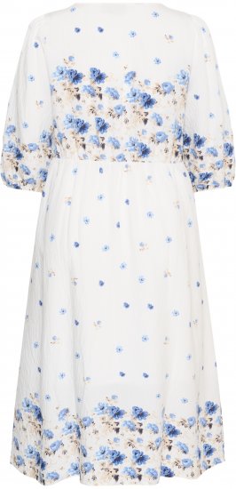 Kaffe Curve Rosa Midi Dress Blue Tones Border Flower - Robes - 