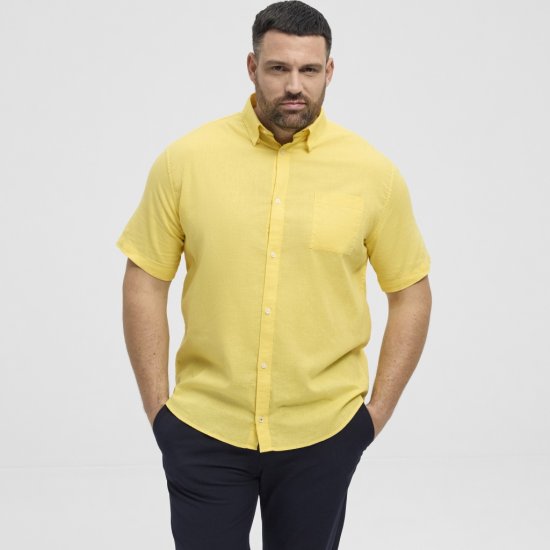 North Latitude Shirt Linen Cotton Short Sleeve Yellow - Chemises - Chemises Grandes Tailles Hommes