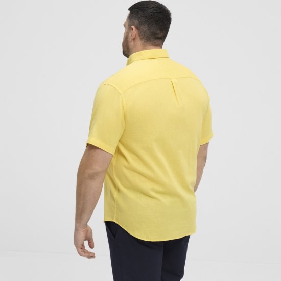 North Latitude Shirt Linen Cotton Short Sleeve Yellow - Chemises - Chemises Grandes Tailles Hommes