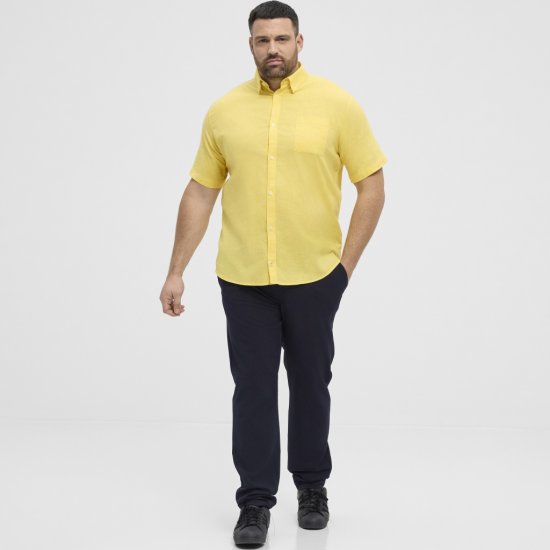North Latitude Shirt Linen Cotton Short Sleeve Yellow - Chemises - Chemises Grandes Tailles Hommes