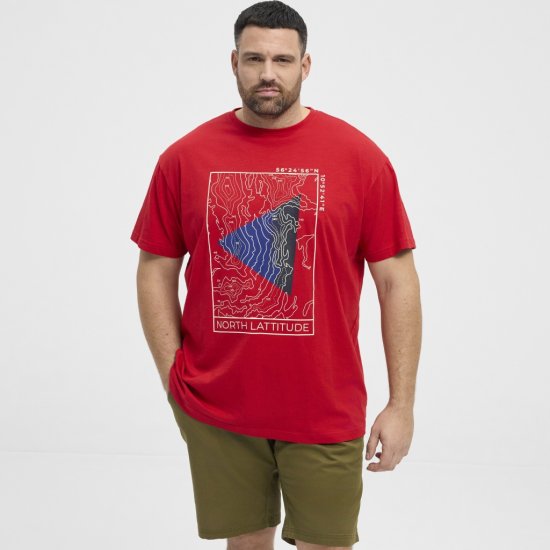 North Latitude T-Shirt Printed Short Sleeve Red - T-shirts - T-shirts Homme Grande Taille