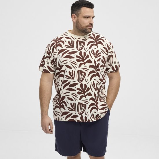 North Latitude T-Shirt Printed Allover Bordeaux - T-shirts - T-shirts Homme Grande Taille