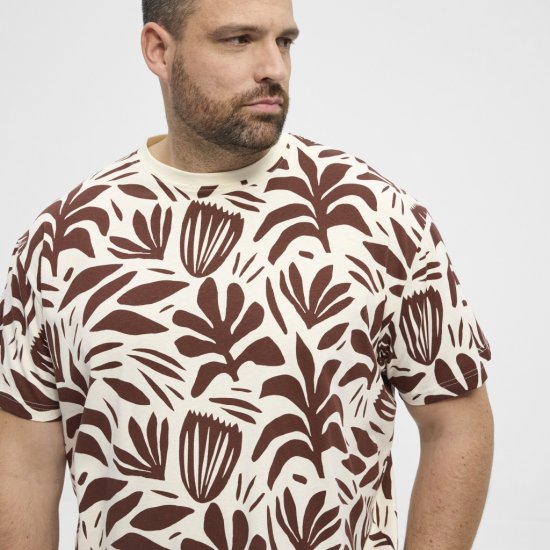 North Latitude T-Shirt Printed Allover Bordeaux - T-shirts - T-shirts Homme Grande Taille