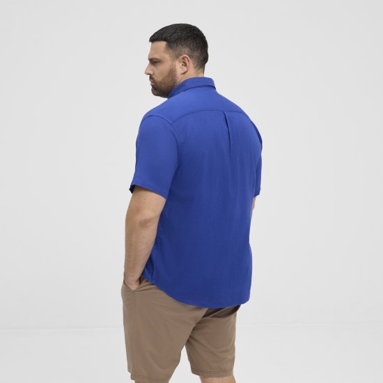 North Latitude Shirt Linen Cotton Short Sleeve Blue - Chemises - Chemises Grandes Tailles Hommes
