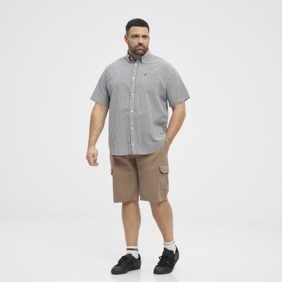 North Latitude Shirt Short Sleeve Checked Grey - Chemises - Chemises Grandes Tailles Hommes