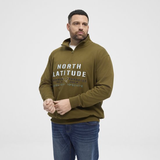 North Latitude Sweatshirt Half-Zip Green - Sweatshirts & hoodies - Sweatshirts/Hoodies grande taille homme