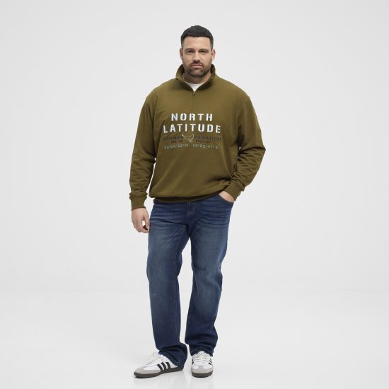 North Latitude Sweatshirt Half-Zip Green - Sweatshirts & hoodies - Sweatshirts/Hoodies grande taille homme