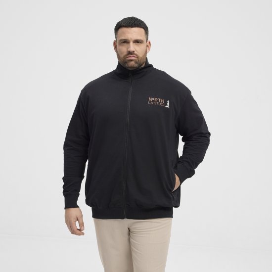 North Latitude Sweatshirt Cardigan Black - Sweatshirts & hoodies - Sweatshirts/Hoodies grande taille homme