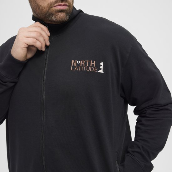 North Latitude Sweatshirt Cardigan Black - Sweatshirts & hoodies - Sweatshirts/Hoodies grande taille homme