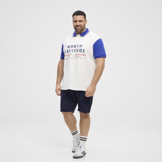 North Latitude Polo Short Sleeve Blue And White - Polos - Polos homme grande taille