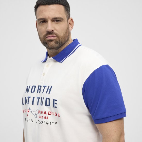 North Latitude Polo Short Sleeve Blue And White - Polos - Polos homme grande taille