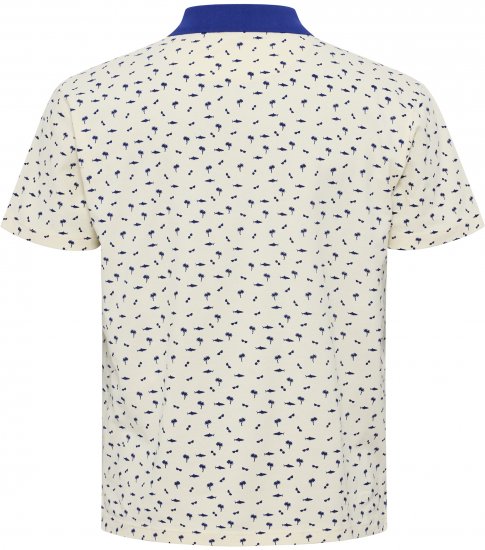 North Latitude Polo Pique Printed Off-White - Polos - Polos homme grande taille