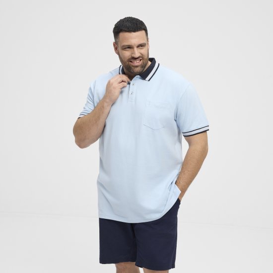 North Latitude Polo Pique Short Sleeve Light Blue - Polos - Polos homme grande taille